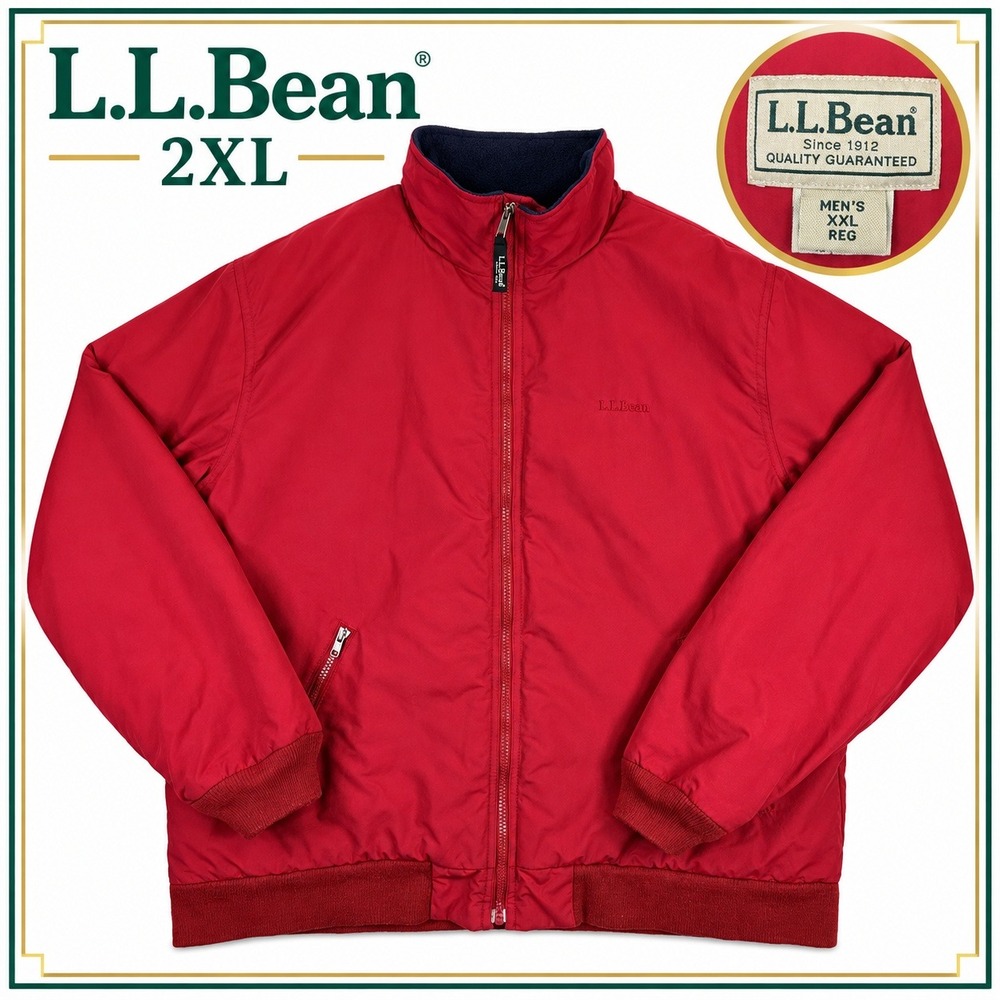 VIntage LL Bean Polartec Warm Up Jacket Men XXL Red Fleece Lined Bomber Coat 90s